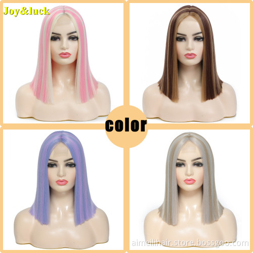 Black Front Lace Wig Party Cosplay With Adjustable Band Middle Part Wholesale Long Straight Wig Lace Front Synthetic Hair Wigs